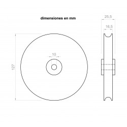 Riemenscheibe 25,5 mm breite 127 mm - außen-ø für achsen von 10 mm