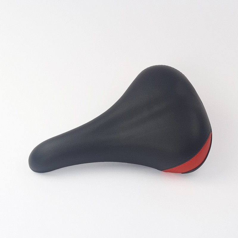 Black and red spinning bike saddle 26.5 x 17.5 cm for 22-23mm tube