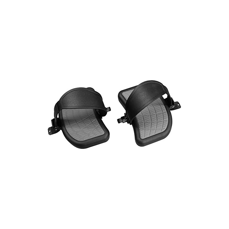 Pair of large pedals for upright or recumbent exercise bike - Ø1/2" thread (Ø12.7mm) black - adjustable zipper strap