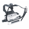 Pair of spinning pedals Ø9/16" - Ø14.3mm aluminum + toe clip + strap, no cleat, NOT SPD