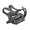 Pair of mixed black aluminum spinning pedals + toe clip and strap 9/16" + SPD