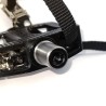 Pair of mixed black aluminum spinning pedals, tapered axle without thread, with M8*1.25mm screw + toe clip and strap + SPD