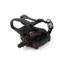 Pair of mixed black aluminum spinning pedals + toe clip and strap 9/16" + SPD